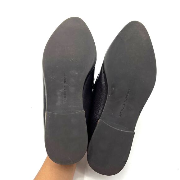 Rebecca Minkoff Pacey Gold Chain Dark Brown Pointy Loafer Leather US 9.5 eu 41 - Picture 6 of 7